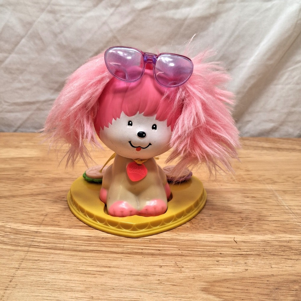 Poochie Stamper Toy Vintage 80s Pink White Sunglasses Heart Base